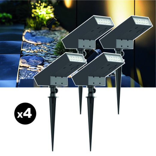 Lot de 4 lampes solaires EZIlight® Solar Spot S15
