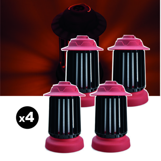 Lot de 4 pièges à moustique d'extérieur auto-nettoyant EZIlight® Mosquito Garden MG 10 Red
