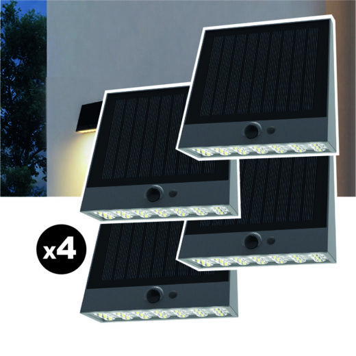Lot de 4 lampes solaires EZIlight® Solar Wall S25
