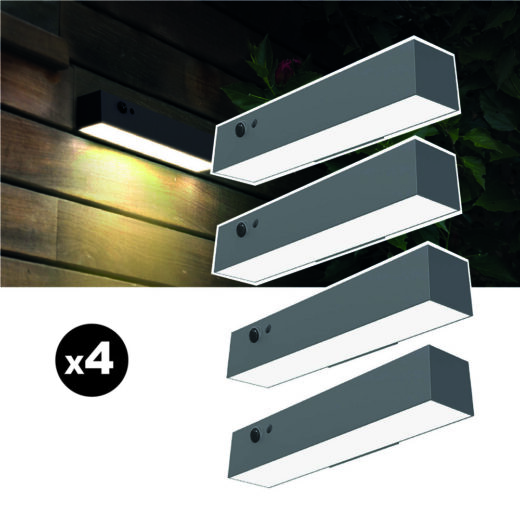 Lot de 4 lampes solaires EZIlight® Solar Wall S24